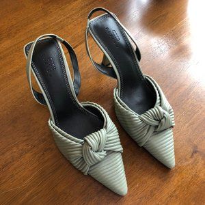 Sage Knotted Slingback Mid Heels
